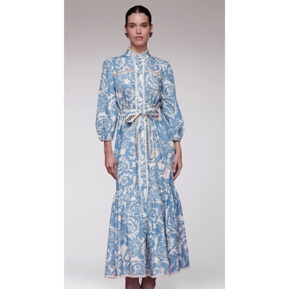 Avec Les Filles Dresses & Skirts - Avec Les Filles Floral Midi Dress Blue Size 12 New With Tags